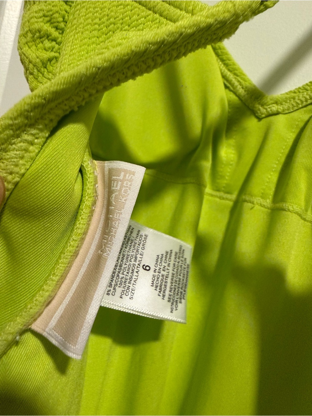 Michael Kors Lime Green One-Piece Swimsuit with Crisscross Straps - Picture 4 of 5